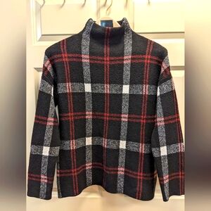 Christian Siriano Black and Red Plaid Turtleneck Sweater
